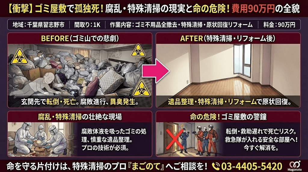 千葉県の孤独死ゴミ屋敷片付け