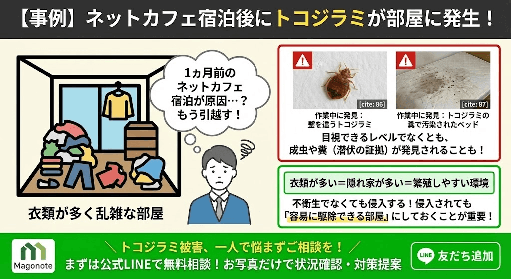 ネットカフェからトコジラミを持ってきてしまった