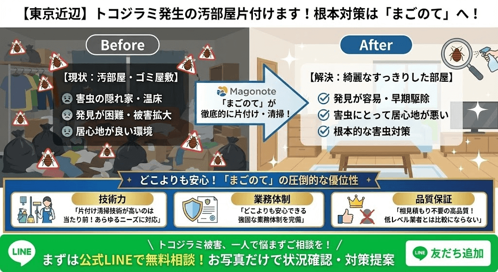 トコジラミ発生の部屋清掃もまごのて