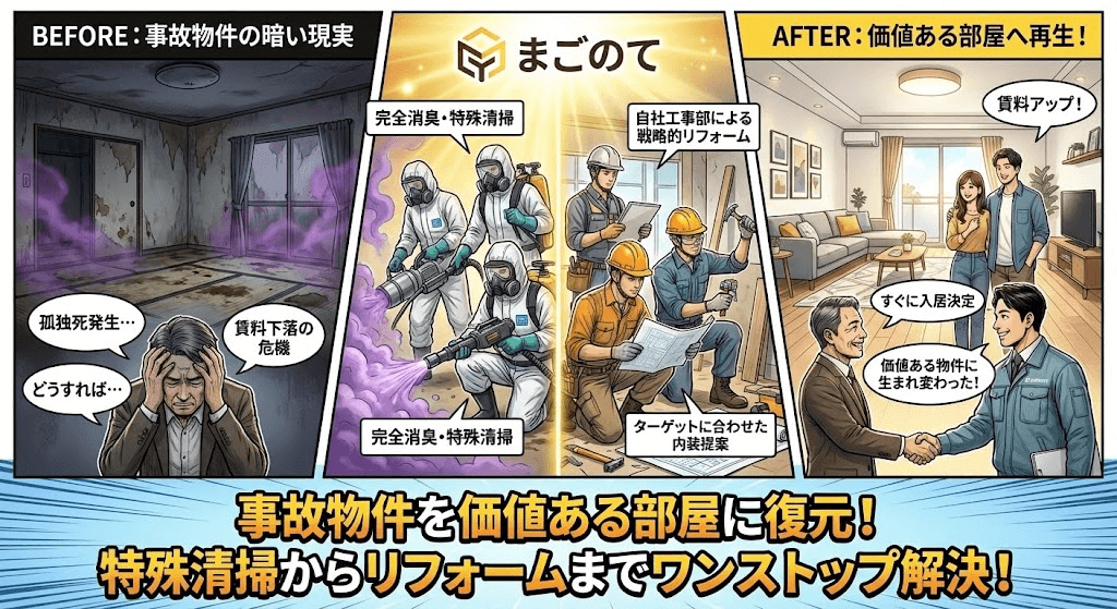 孤独死、ゴミ屋敷などの事故物件を高額買取します