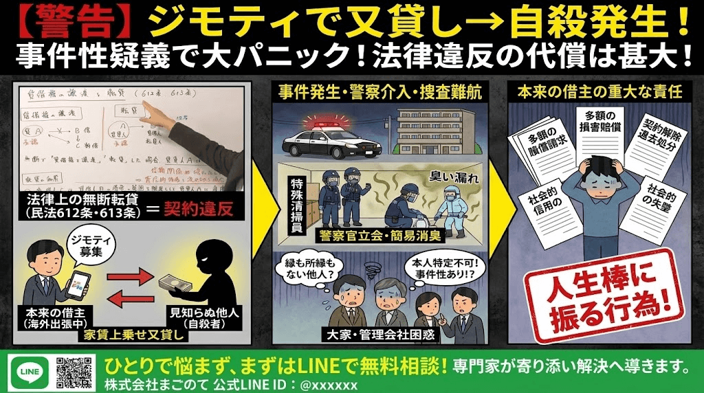 転貸した部屋で自殺発生