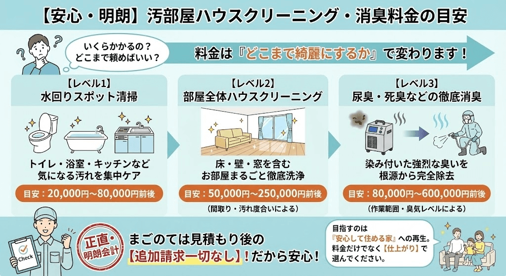 部屋の清掃や料金を案内してるまごのてのスタッフ