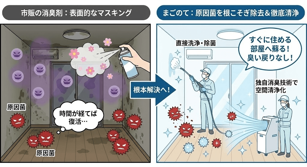 まごのてのカビ除去と根本的原因除去の消臭テクニック