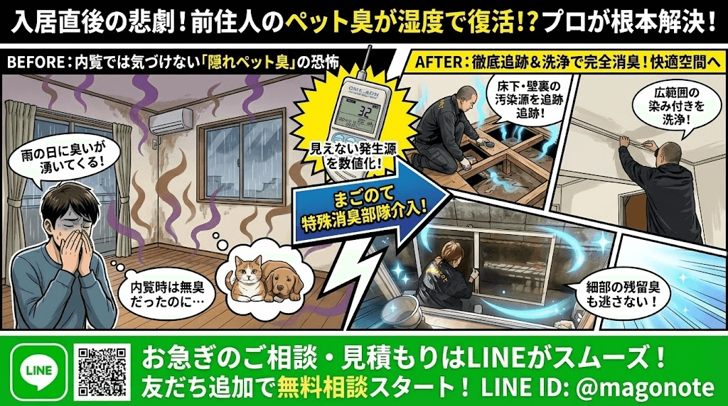 引越先の部屋が犬猫の臭いがあるので消臭依頼