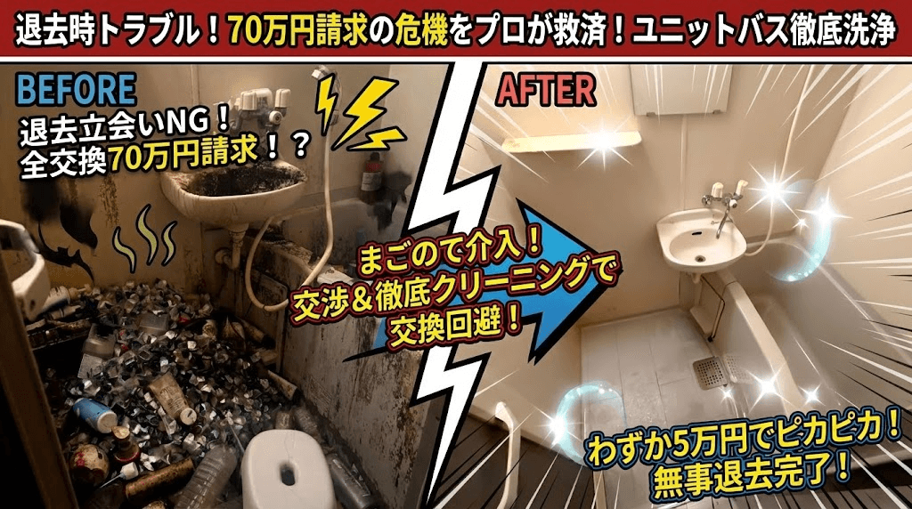 ユニットバスが汚いまま退去しトラブルに発展