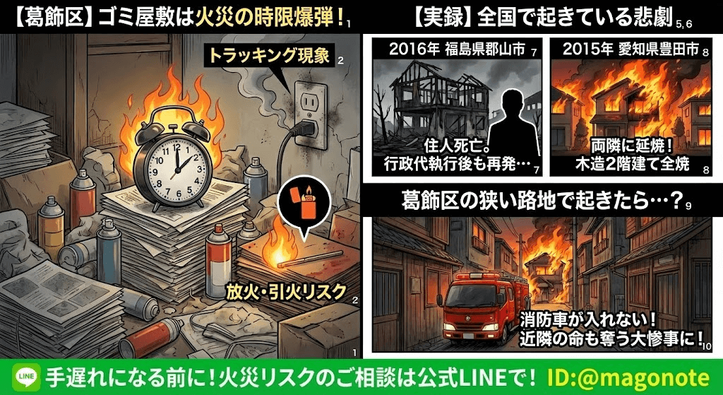 ゴミ屋敷での火災は悲惨