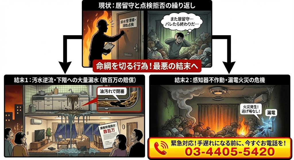 ゴミ屋敷なので排水管高圧洗浄を拒み続けた