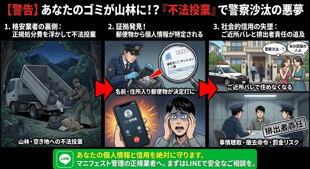 安いからと犯罪をする不用品回収やゴミ屋敷片付け業者を選べばあなたも犯罪者