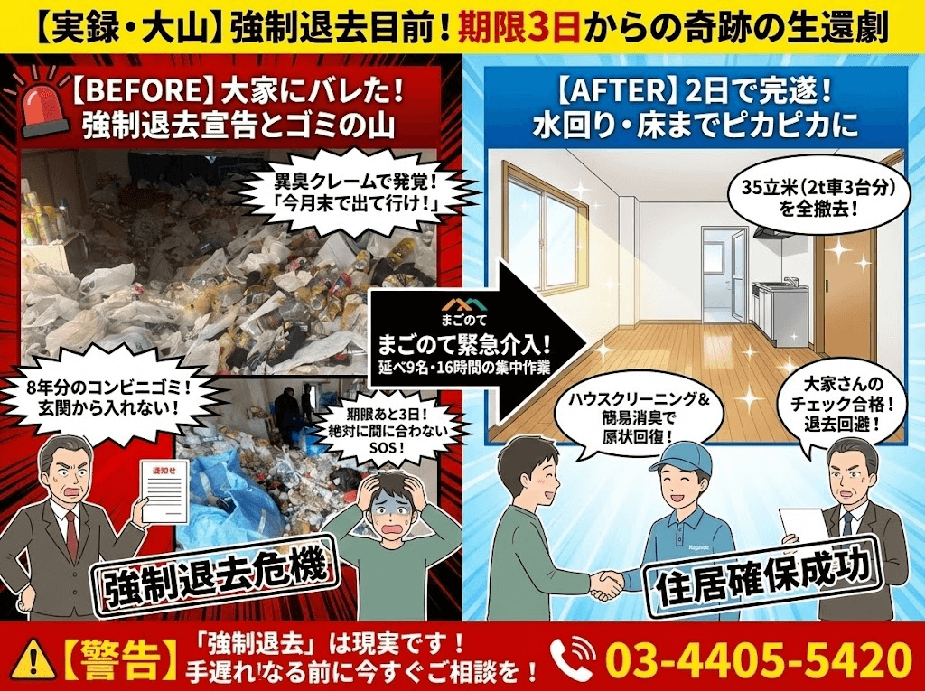 強制退去寸前の1K巨大ゴミ屋敷