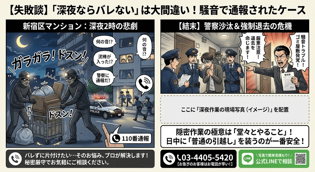 ゴミ屋敷片付けを夜間にやって警察沙汰